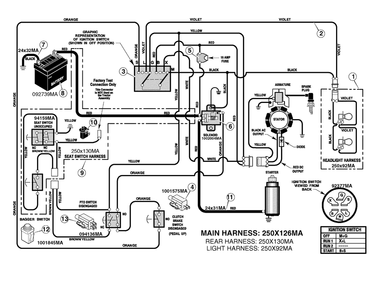 Electrical System Diagram and Parts List for 7800291-312006X78C 2008 Briggs and Stratton Lawn Tractor